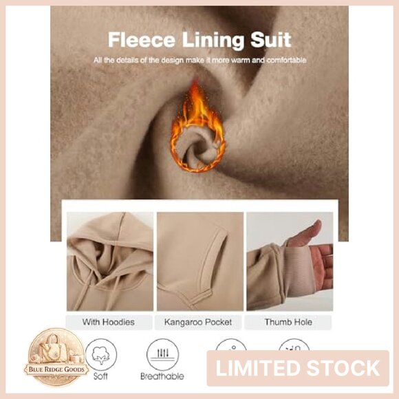 Fleece Crop Hoodie Jogger Set Y2K Chic Oversized Warm Winter Activewear - Picture 7 of 8